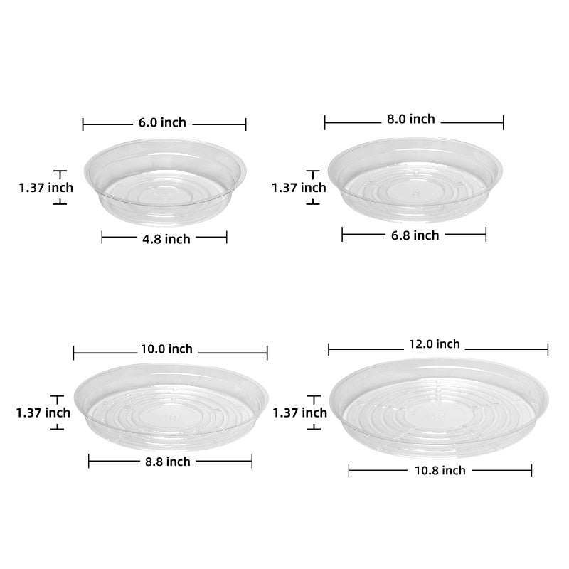 TRUEDAYS 20 Pack Plant Saucers (6 inch / 8inch / 10inch / 12inch) Clear Plant Saucers Flower Pot Tray Excellent for Indoor & Outdoor Plants - Image 3